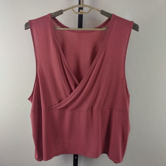 Old Navy dusty pink tank top surplice neckline cropped handkerchief hem - Picture 1 of 5